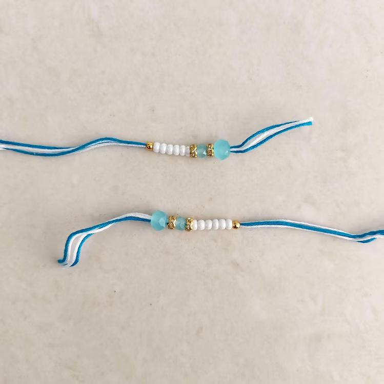 Light Blue Readymade Rakhi Thread Pair