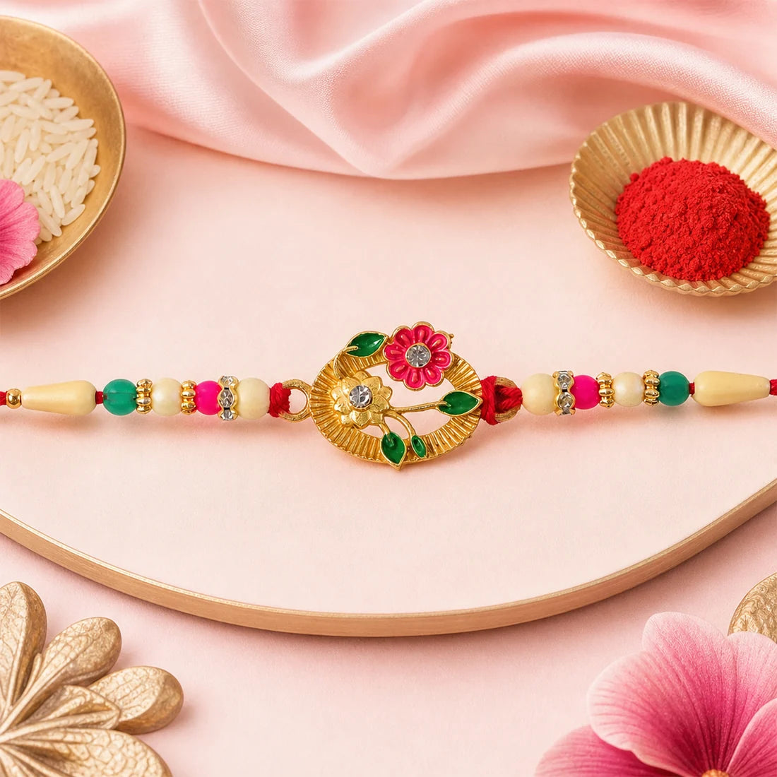 Flower Motif Rakhi – Festive Design
