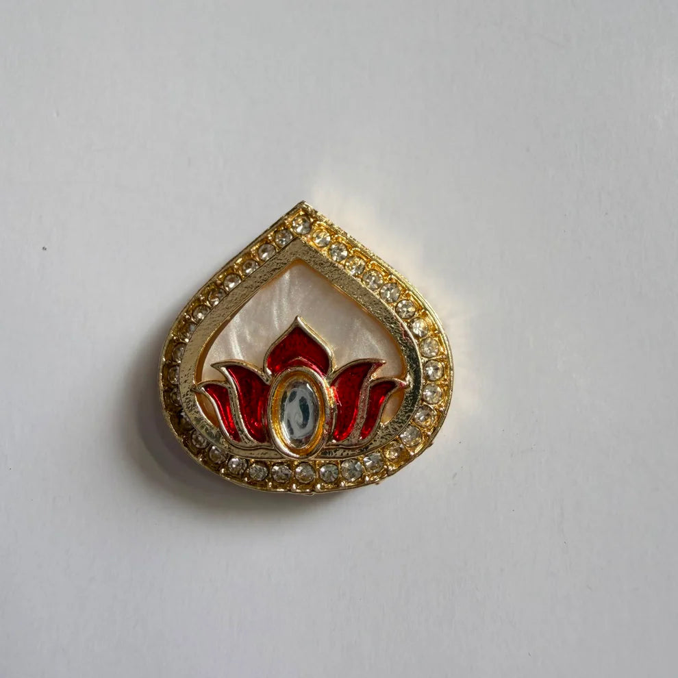 Drop Kundan lotus rakhi charm white