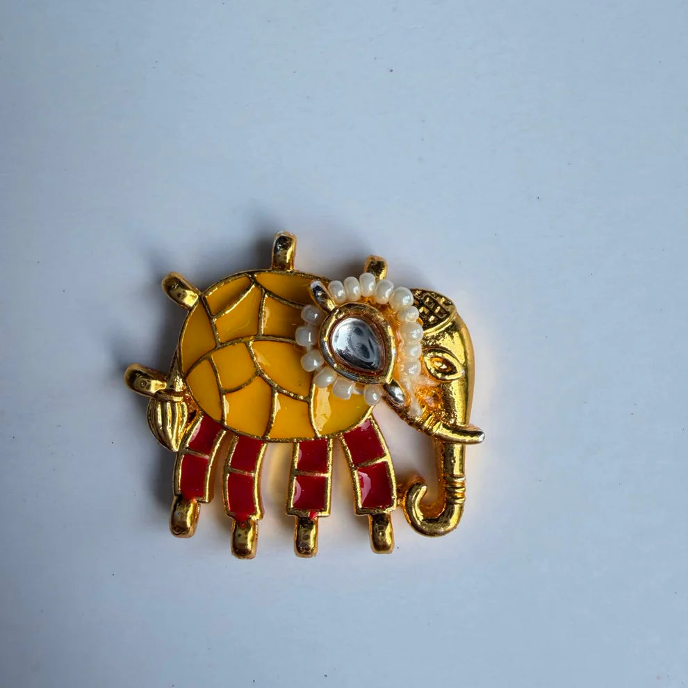 Elephant Kundan charm yellow