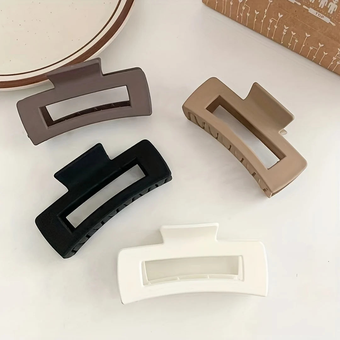 4 Pcs Matt Rectangular Claw Clips – Premium Hair Clutcher Mixed Colors
