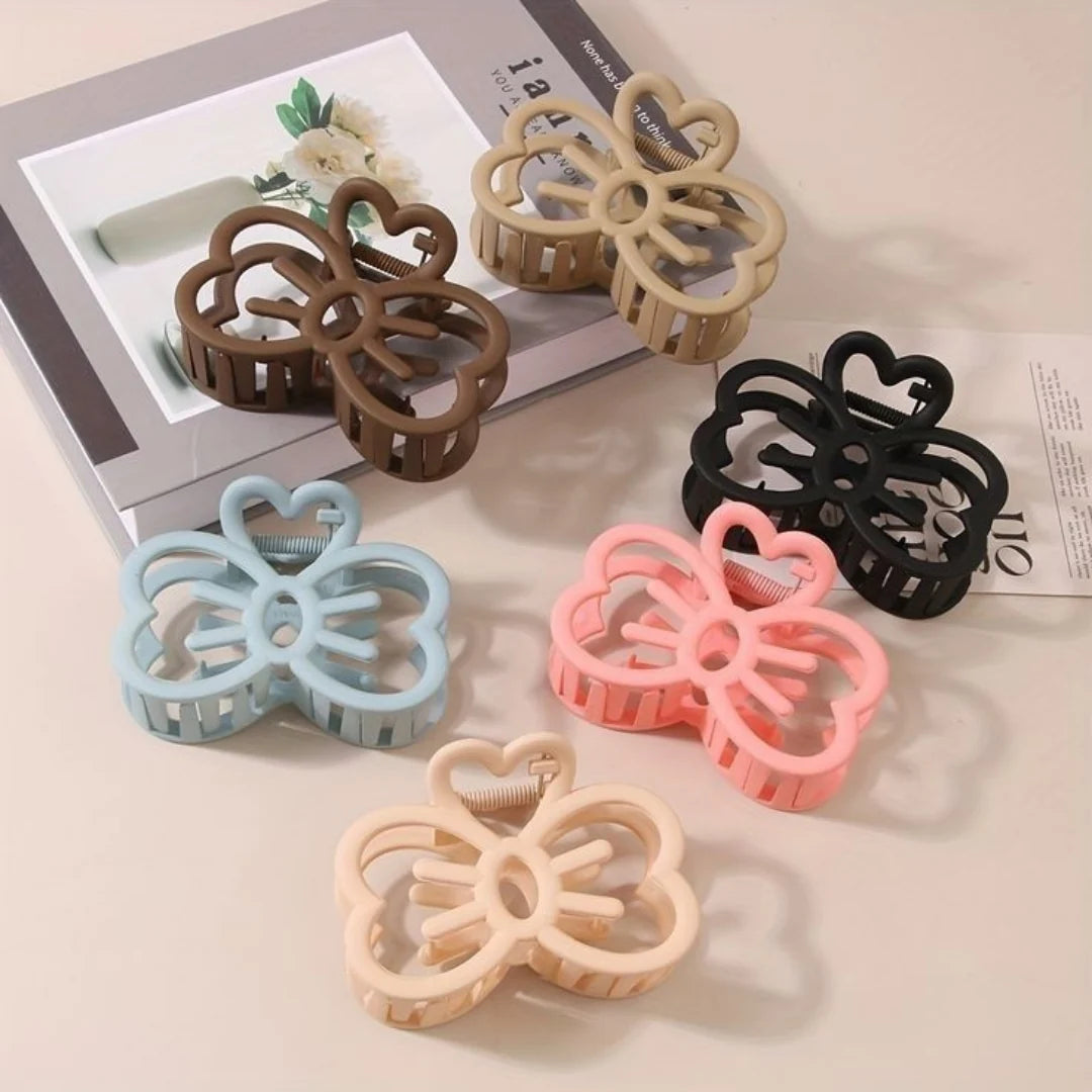 6 Pcs kitty Flower Hair Clutcher  – Premium Hair Clutcher Mixed Colors