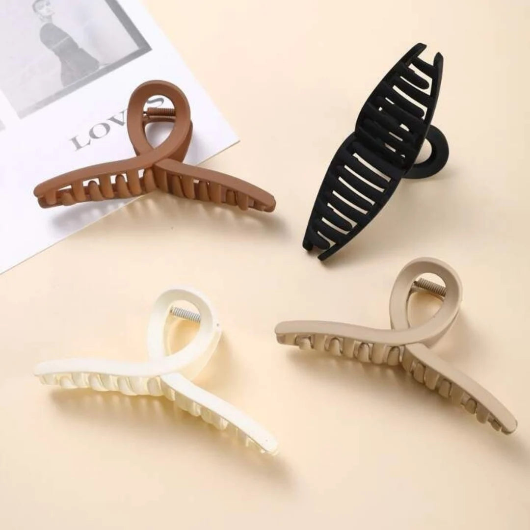 4 Pcs Matt T Claw Clip Pack  – Premium Hair Clutcher Mixed Colors