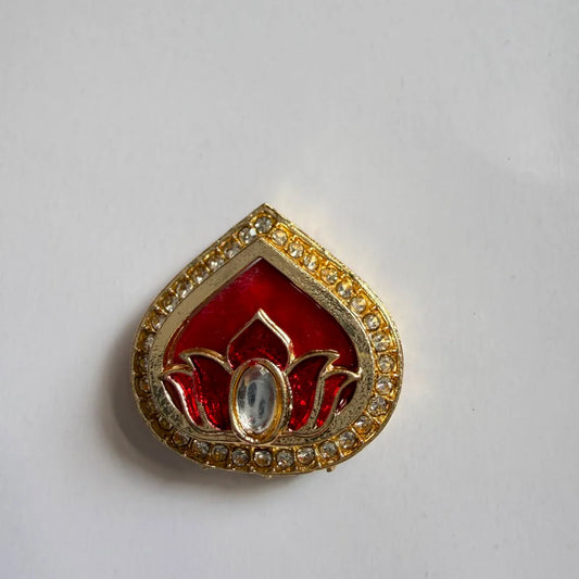 Drop Kundan lotus rakhi charm maroon