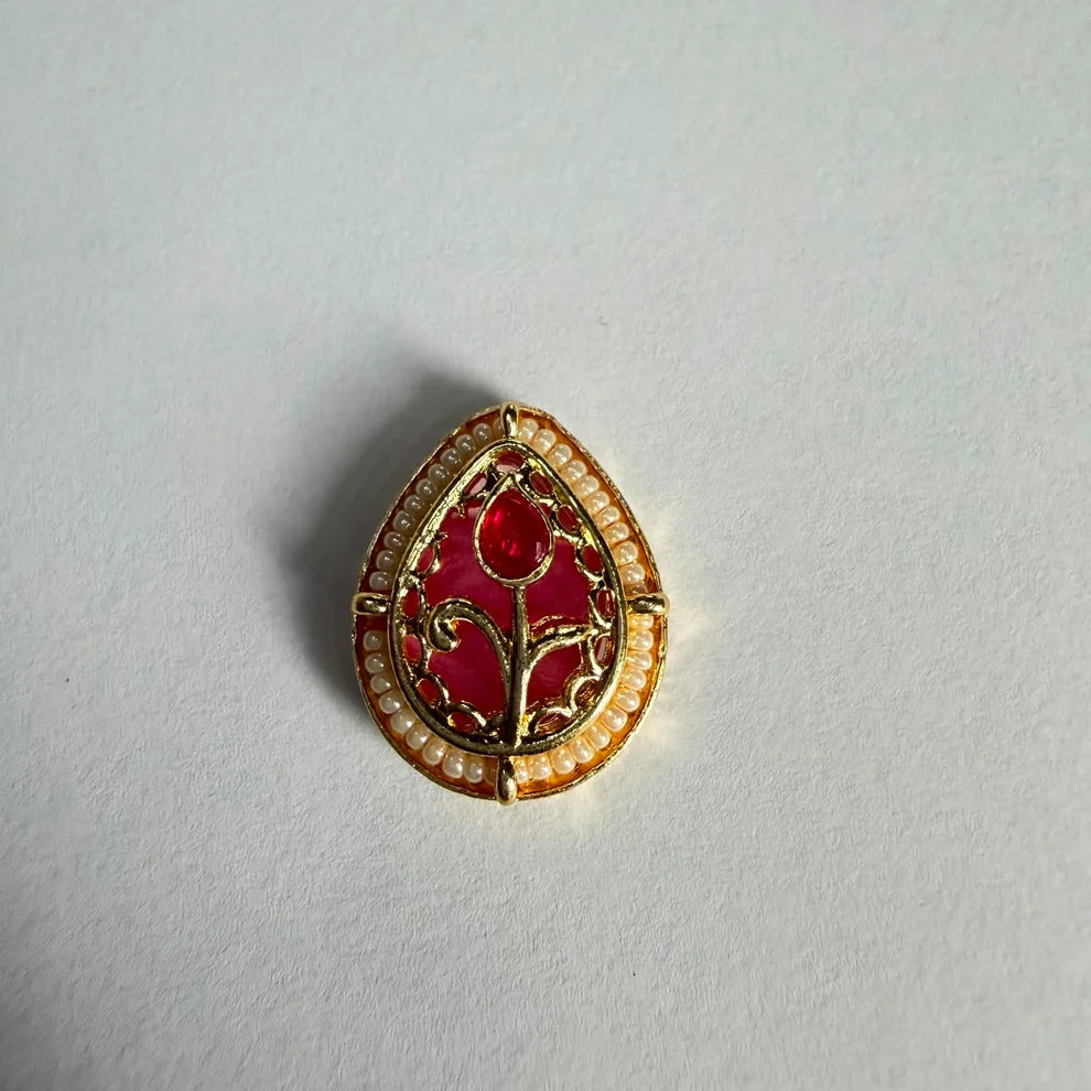 Drop Kundan rakhi charm pink