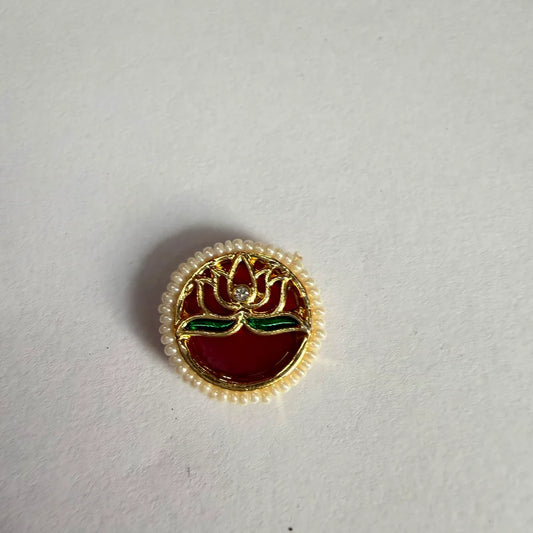 Round Kundan rakhi charm maroon