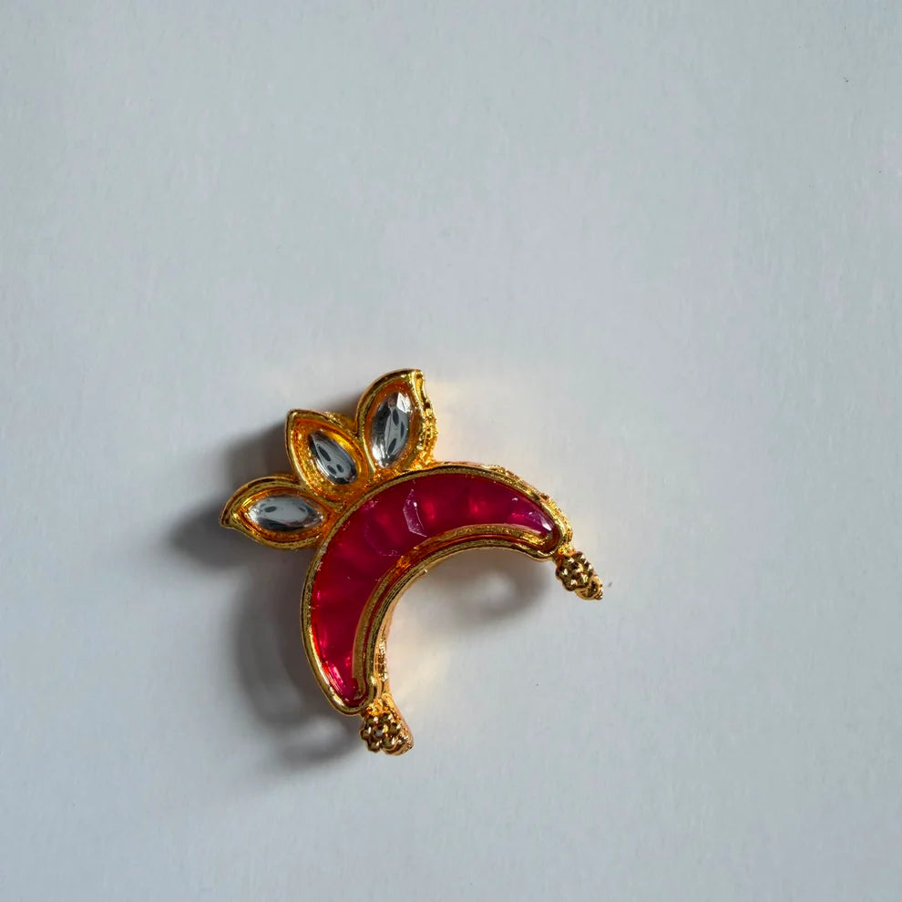 Kundan rakhi charm moon pink