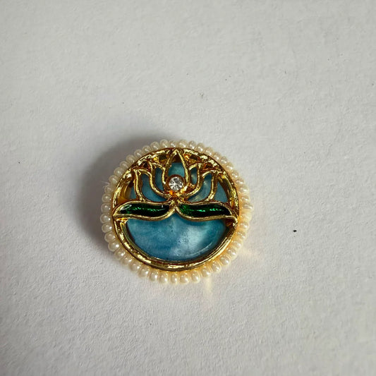 Round Kundan rakhi charm blue