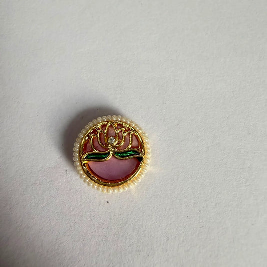 Round Kundan rakhi charm light pink