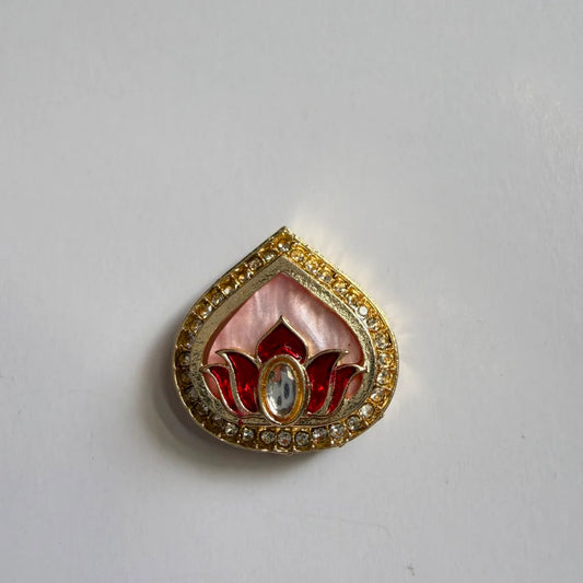 Drop Kundan lotus rakhi charm pink